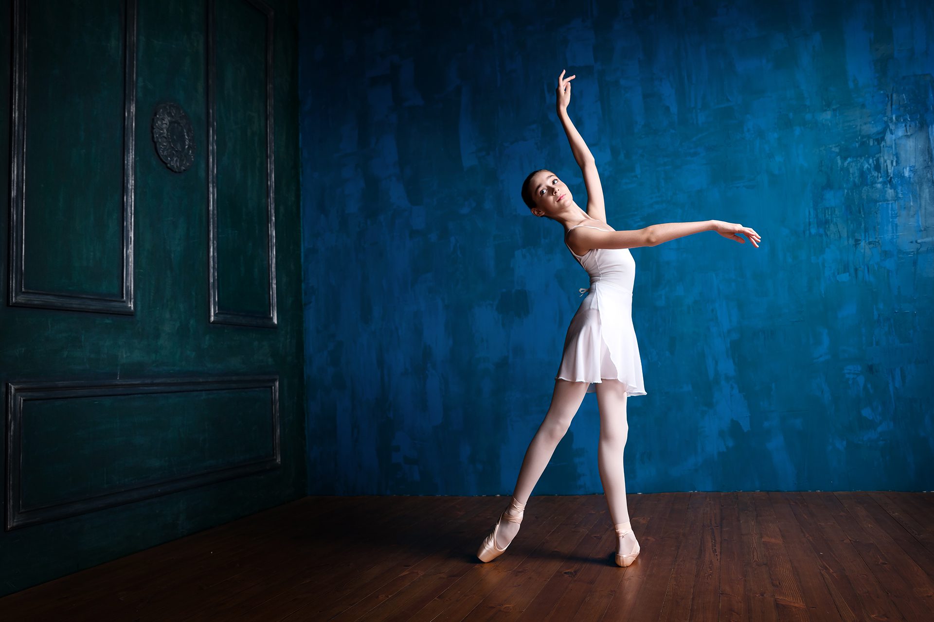 Teenage ballerina in the studio
